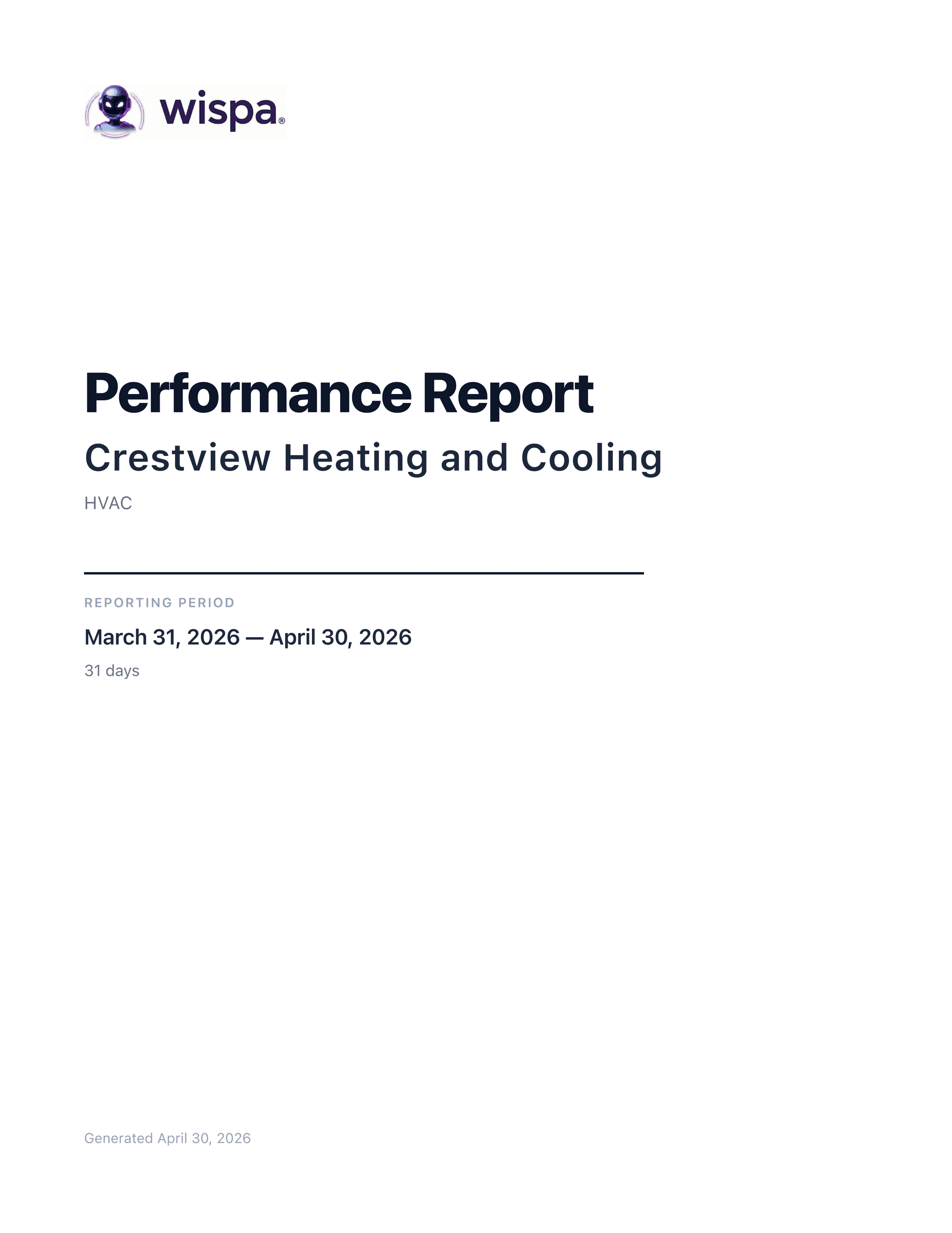 Report cover page