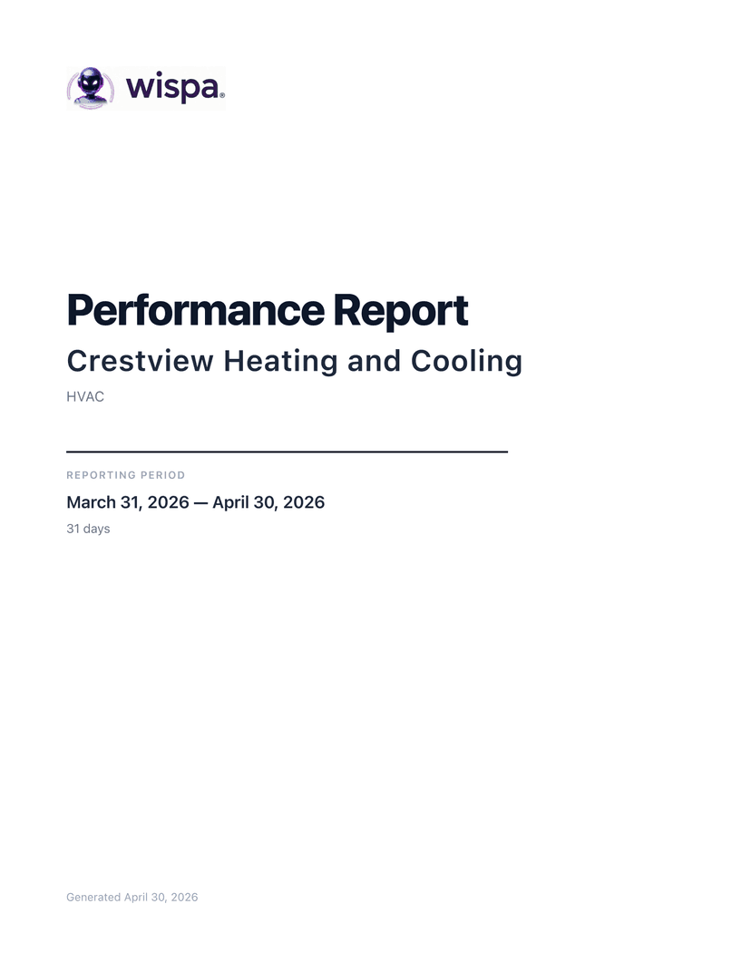Sample report cover — Crestview Heating and Cooling